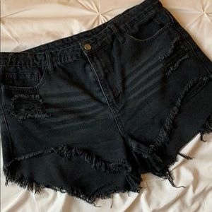 Black jean shorts